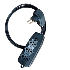 Extensao 1,40 Mts Preta 3 Tomada 10A Fio 1,5 Mod.IG3TA-1086