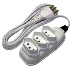 Extensao 3 Metros 3 Tomadas 10A 2P+T Br Cabo PP 17991 IL-200 - RACRAFI