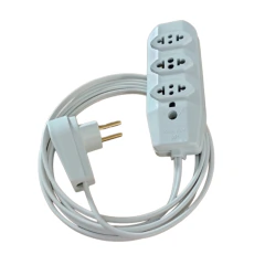 Extensao 1,25 Mts Branca 3 Tomada 10A Fio 1,5 Mod.IL3TA-1118 - RACRAFI