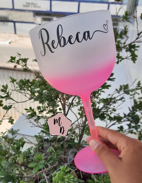 Taça Gin Degradê Rosa Personalizada 550ml