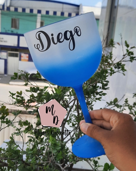 Taça Gin Degradê Azul Escuro Personalizada 550ml