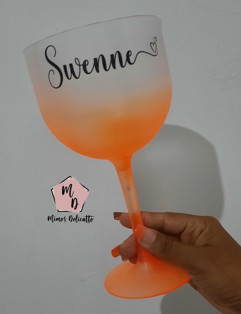 Taça Gin Degradê Laranja Personalizada 550ml