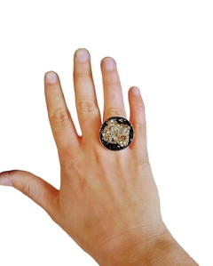 anillo regulable turmalina negra y pirita - comprar online