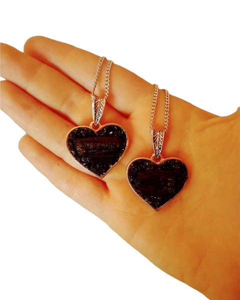 collar corazon turmalina negra