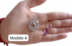 collar relicario con cuarzo rosa y amatista