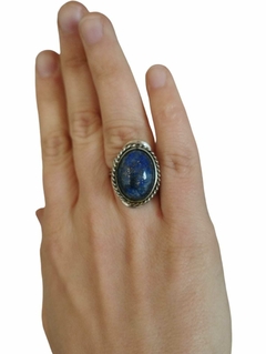anillo lapislazuli regulable de alpaca - comprar online