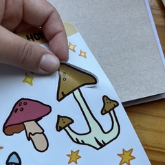 Hongos - plancha de stickers - Malu Cuadernos