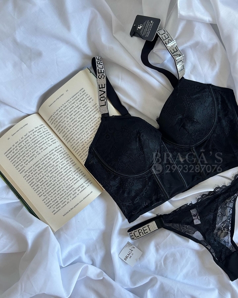 conjunto corset strass