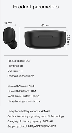 Imagem do Fone de ouvido bluetooth fone de ouvido estéreo sem fio in-ear portátil equipamentos de áudio e vídeo estéreo esportes à prova dwaterproof água fones de ouvido