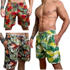KIT 3 SHORT MASCULINO ESTAMPADO MAURICINHO TACTEL