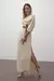 VESTIDO MIDI AREIA OMBRO UN DETALHE COURO P - comprar online