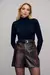 CONJ BLAZER CROPPED E SHORT COURO MARRROM - DLUXE