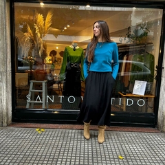 Falda Midi con Bolsillos Crepe negro en internet