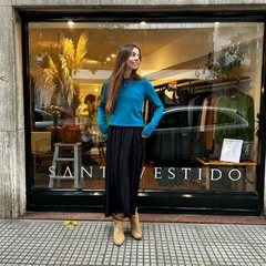 Falda Midi con Bolsillos Crepe negro - Santo Vestido