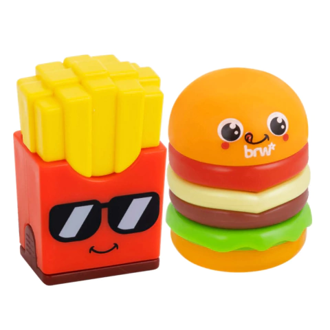 Apontador + Borracha Fast Food Batatinha Frita e Hambúrguer | BRW
