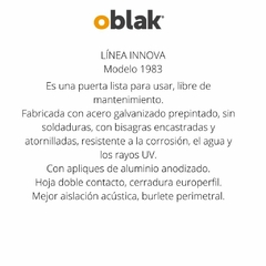 Puerta Residencial simple lat. vidriado Oblak Línea Innova - comprar online