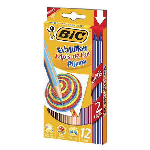 Lápis de Cor Bic Evolution Pijama 12 Cores+2 Lápis de Escrever