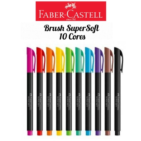 Caneta Marcador Pincel Brush SuperSoft Faber-Castell c/10 Cores