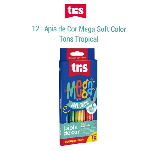 12 Lápis de Cor Tris Tons Tropicais Mega Soft Color