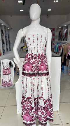 Imagem do Vestido Longo Lastex Tropical Étnico
