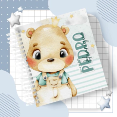 Kit Livro do Bebê + Caderneta de Saúde e Vacinação Menino - Tema Ursinho Príncipe