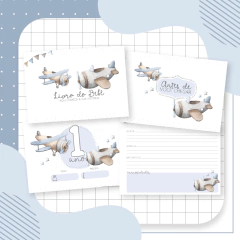 Livro do Bebê Menino - Tema Aviões - Fazendo Arte e Mimos - Papelaria personalizada / Encadernação artesanal/ Velas e home spray