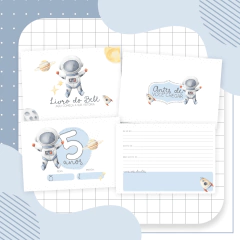 Livro do Bebê Menino - Tema Astronauta - Fazendo Arte e Mimos - Papelaria personalizada / Encadernação artesanal/ Velas e home spray