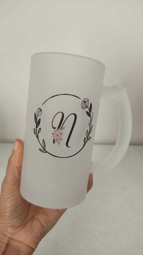 Caneca de chopp letra floral