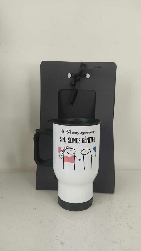 25 - Copo térmico aniversário - Irmãos gêmeos