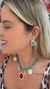 Colar Folheado de Pedras Turquesas e Pingentes Boho Chic - loja online