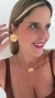 Conjunto de Colar de Aro e Brinco Folheado - Pingente Redondo - loja online