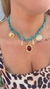 Colar Folheado de Pedras Turquesas e Pingentes Boho Chic