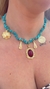 Imagem do Colar Folheado de Pedras Turquesas e Pingentes Boho Chic