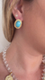 Brinco Oval Azul Turquesa com Dourado Boho Chic - Madame Semijoias