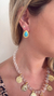 Brinco Gota Azul Turquesa com Dourado Boho Chic - comprar online