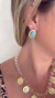 Brinco Oval Azul Turquesa com Dourado Boho Chic na internet