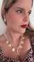 Brinco Oval Azul Turquesa com Dourado Boho Chic - comprar online