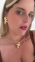 Conjunto de Colar de Aro e Brinco Folheado - Flor