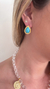 Brinco Gota Azul Turquesa com Dourado Boho Chic