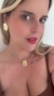 Conjunto de Colar de Aro e Brinco Folheado - Oval Trabalhado - loja online