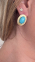 Brinco Oval Azul Turquesa com Dourado Boho Chic