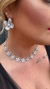 Colar Choker Cravejada Flores folheada a Prata