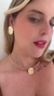 Conjunto de Colar de Aro e Brinco Folheado - Oval Trabalhado - Madame Semijoias