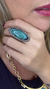 Anel Boho Chic Azul com preto Prata envelhecido