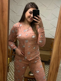Pijama Inverno Feminino Romance Com Estampa de Guaxinim - Romanus moda intima