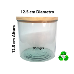 Frasco / Cilindro 12.5x12.5cm (850grs) Para Veladoras Con Tapa Madera De Pino