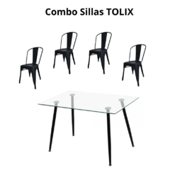 Combo: Mesa de vidrio Templada + Sillas TOLIX