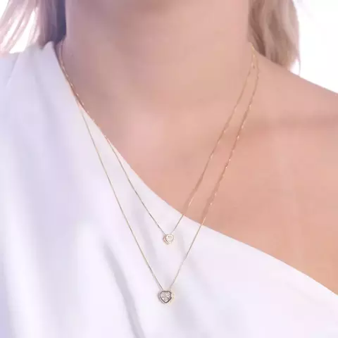 Colar Duplo Coração em Zircônia
