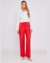 CALÇA DE ALFAIATARIA AMPLA COM ELÁSTICO VERMELHO
