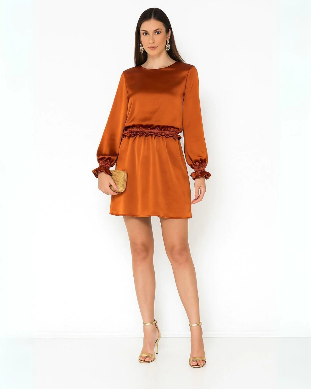 VESTIDO BLUSÊ MANGA LONGA TERRACOTA